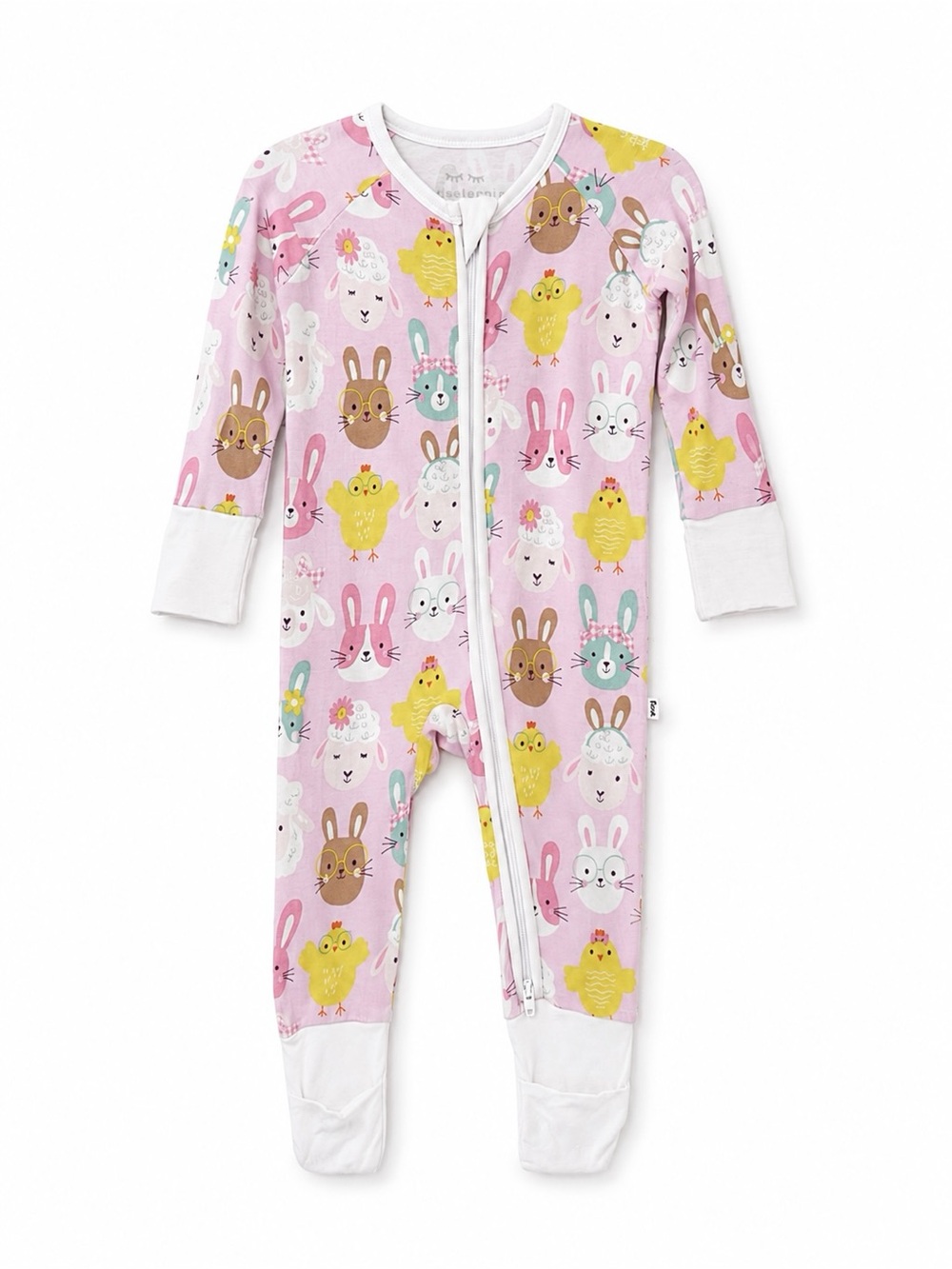 Little Sleepies Pink Bunny Chick Convertible Zippy Pajamas 3-6M